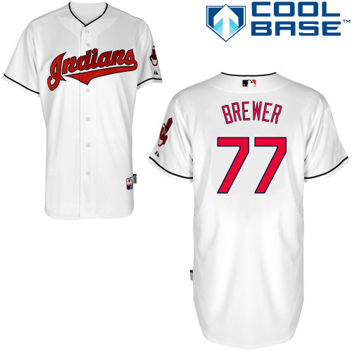 Charles Brewer #77 MLB Jersey-Cleveland Indians Men's Authentic Home White Cool Base Baseball Jersey
